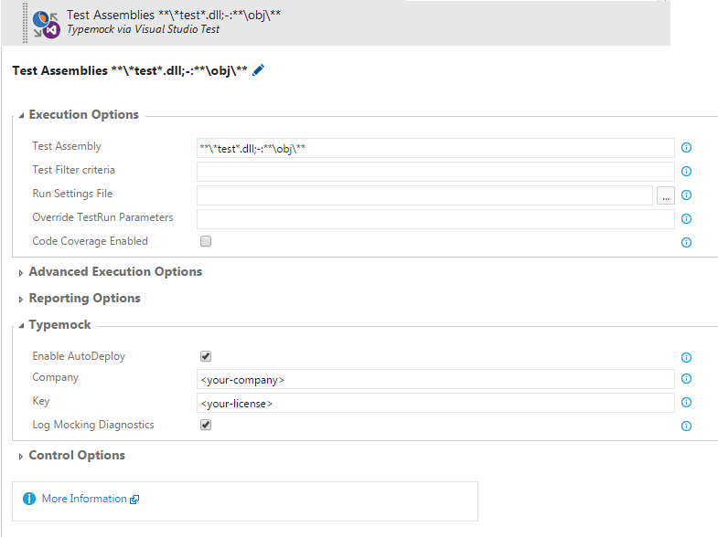 Configure Run Typemock with VSTest